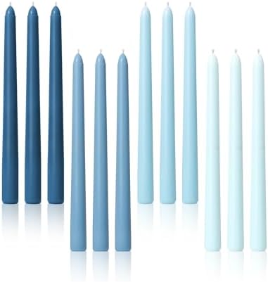 Viyffo 10 Inch Taper Candles, 12 Pack Blue-Unscented, Dripless Design– Long Tall Tapered Candlesticks for Wedding, Dinner, Holiday, Party, Home Decor Natural Color Series by Viyffo
