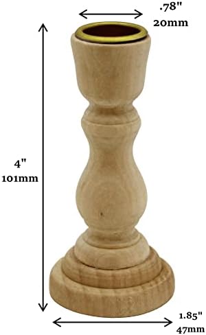 Creative Hobbies 4 Inch Tall Unfinished Wooden Candlesticks with Metal Candle Holder Cup Center - Wholesale Pack of 6 - Image 3