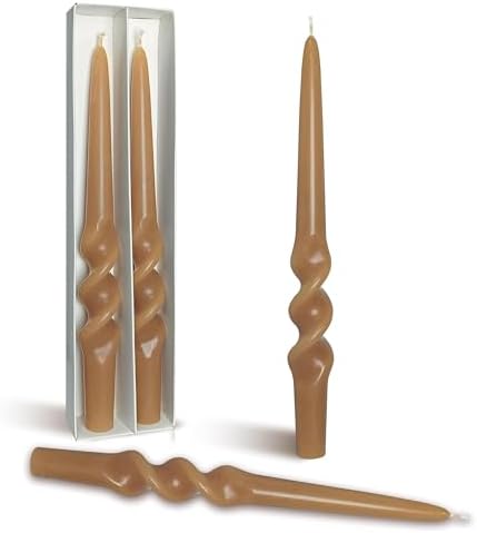 Twisted Taper Candle Smokeless Brown Spiral Candlesticks 9.5 Inch Unscented Handmade Dinner Candles for Holiday Wedding Party Home Decoration Seasons 2 Pcs by BALEAGCDL