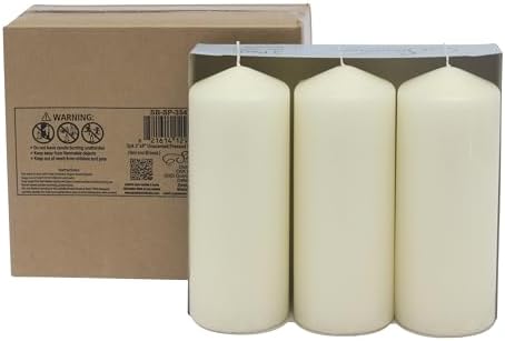 Stonebriar Unscented Pillar Candles – 80 Hour Burn Time, Long-Lasting Wax Candles for Weddings, Holidays, Home Décor & Special Events, Pack of 3, Ivory, 3" x 8" - Image 3