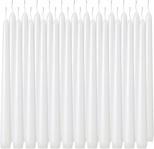 36 Pack White Taper Candles, 6-7 Hours Burn Time, Unscented and Smokeless, 4/5 x 10 Inch Dinner Candle Set for Household, Wedding, Party and Home Décor Candlesticks by PandaingFlamelessCandles