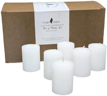 D'light Online 15 Hour Unscented White Emergency And Events Bulk Votive Candles For Wedding Votives, Luminary Candles, Restaurants, Churches, Synagogues, Parties and Decor (Set of 72 - White, 15 Hour) by DlightOnline