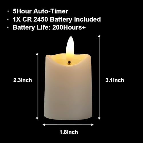 Simplelight Ivory Flameless Votive Candles with Timer, Set of 6 - Image 5