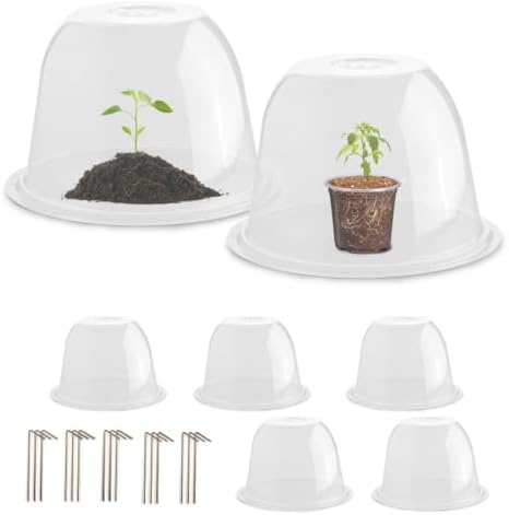 RooTrimmer 10" D × 6.7" H Garden Cloches for Seedlings, Humidity Domes with Ventilation Holes, Clear Plant Covers for Nursery Pots, Mini Greenhouse for Plants 5-Pack by RooTrimmer
