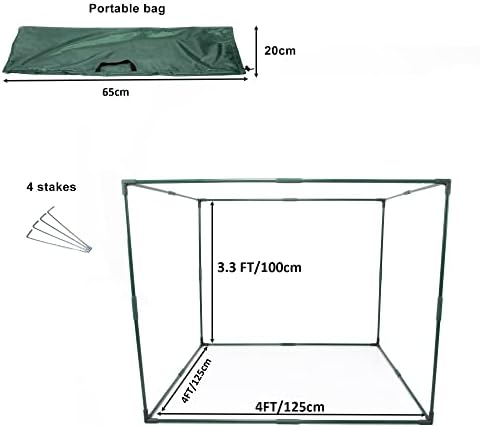 Square 4'x4' Netting Cover 3.3FT Tall Crop Cage Pest Guard Cover for Vegetables Fruits Durable Plant Garden Net with 4 Stakes - Image 6