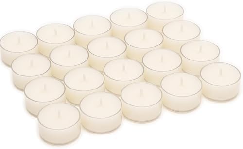 Stonebriar Tea Light Candles — 8 Hour Burn Time, Unscented Long-Lasting Clear Cup Candles for Home Décor & Special Occasions, Pack of 24, White by StonebriarCollection
