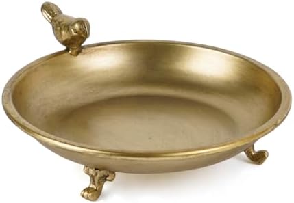 NIKKY HOME 8" Vintage Gold Pillar Candle Holder Tray with Bird Accent by NIKKYHOME