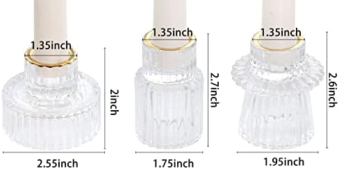 Vixdonos Taper Glass Candlestick Holders Tealight Candle Holders for Table Centerpieces, Wedding Decor and Dinner Party (6 Pcs, Gold Rim Clear) - Image 2