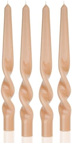 MAITREYA Mocha Beige Taper Candles Spiral Stick Candles Taper Candles-Set of 4 for Decoration Weddings Party Church-Unscented Dripless Candles,10inch(B-Mocha Beige) by MAITREYA
