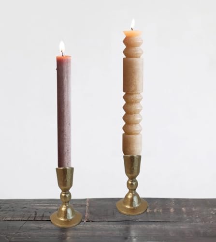 Antique Brass Iron Taper Candle Holders - Candlestick Holder for Weddings, Dining, and Parties, Candle Stand Set of 2 - Image 5