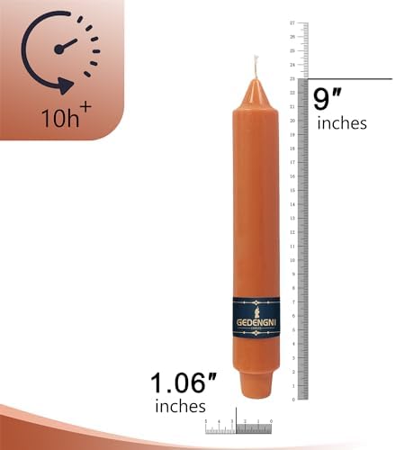 Orange Taper Candle Terracotta Candlesticks - Gedengni 9inch Unscented Candles Long Candle Sticks Dripless Tapered Candles for Wedding Table Dinner Party Church Holiday Decor,4 Pack - Image 4