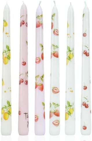 Fruit Colored Taper Candle Dripless Tall Candlesticks 10inch Handmade Unscented Long Candle Stick Smokeless Tapered Holiday Party Celebrate Candle，6pcs by LPUSA