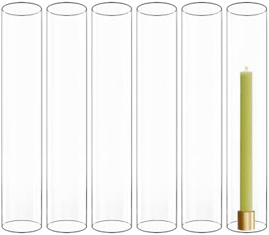 CYS EXCEL 6 PCS Glass Hurricane Tubes (H:14" D:2.5") - Fits Candles up to 2" Wide, Requires Holder Base 2.75" or Wider by CYSEXCEL%C2%AE