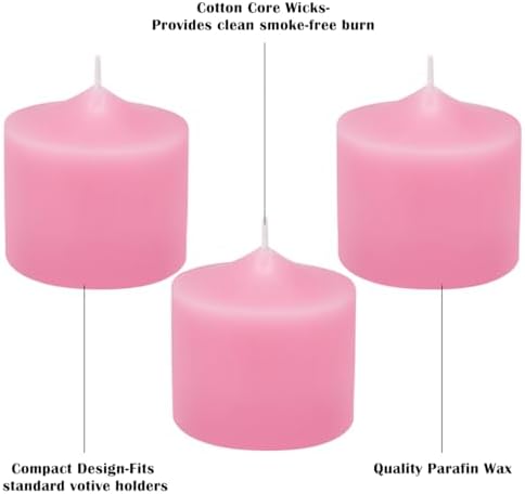 10 Hour Pink Votive Candles for Weddings Party Spa and Emergency, Set of 36 Unscented Bulk Candles for Restaurants and Home Decoration - Image 6