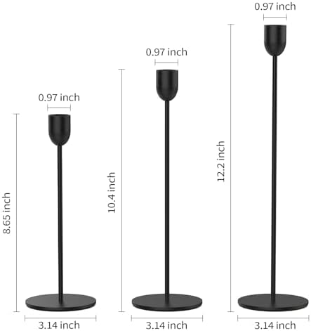 ChefBee 6PCS Black Tall Taper & Pillar Candle Candlestick Holder - Image 2