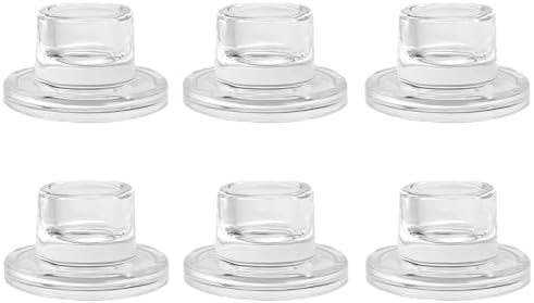 ZQXJWF Clear Glass Taper Candle Holders Set, Round Base Design, Elegant Dining Table Decor, for Table Centerpiece Wedding Party Advent Christmas Home Decorations (6, Clear) by Unknown