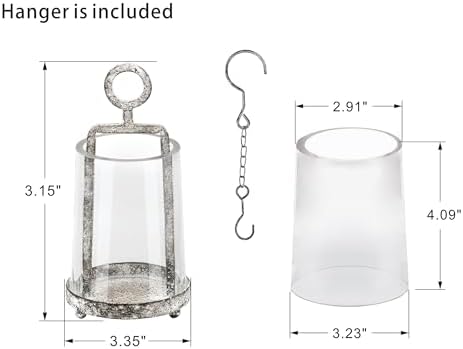 3.3" Wide Modern Farmhouse Metal Hurricane Candle Holder with Handmade Sturdy Glass Sleeve in Rustic Black for Tealight Candle & Plants, Glass Hurricane Lntern, Industrial, Minimalistic - Image 2