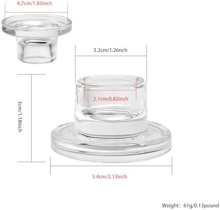 ZQXJWF Clear Glass Taper Candle Holders Set, Round Base Design, Elegant Dining Table Decor, for Table Centerpiece Wedding Party Advent Christmas Home Decorations (6, Clear) - Image 2
