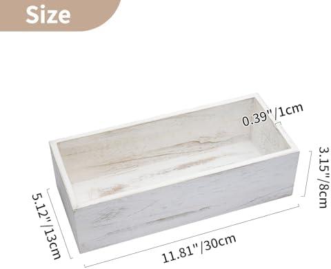 NUPTIO Wooden Box Centerpieces, Rectangle, 11.8" Long, Whitewashed, 2 Pcs - Image 5