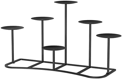 Smtyle Fireplace Christmas Candelabra Candle Holder - Black Matte Geometric Multi Tier Design, Stable Base, Perfect for Pillar Candles, Modern Minimalist Home Decor Accent by smtyle