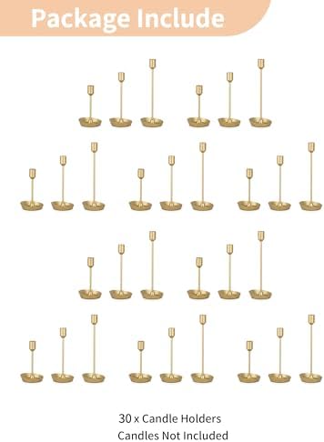 NUPTIO Taper Candle Holders for Centerpiece: Gold Candlestick Holders Bulk - Image 5