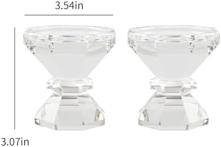 Crystal Candle Holders, Pillar Candlestick Set of 2, Modern Elegant Tall Crystal Candlesticks for Wedding Centerpieces, Christmas, Dining Table, Home, Party Decor - Image 3