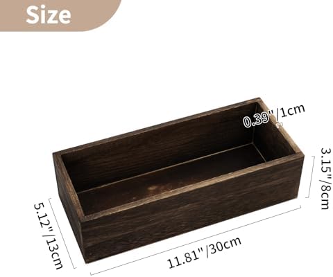 NUPTIO Wooden Flower Box Centerpieces, Rectangle, 11.8" Long, Brown, 2 Pcs - Image 4