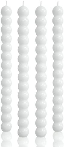 MAITREYA White Taper Candles Conical Stick Candles Spiral Taper Candles-Set of 4 for Decoration Weddings Party Church-Unscented Dripless Candles,10inch(D-White) by MAITREYA