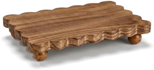 Yookeer Scalloped Wood Riser, Brown, 8.7'' X 6'' X 1.6'', Square by Yookeer