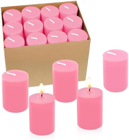 12 Hours Pink Votive Candles, 2.0 Inch Unscented Wax Candles for Wedding, Party, Holiday & Home, 24 Packs, VOTIVE-24X2.0FLAT-PINK by Unknown