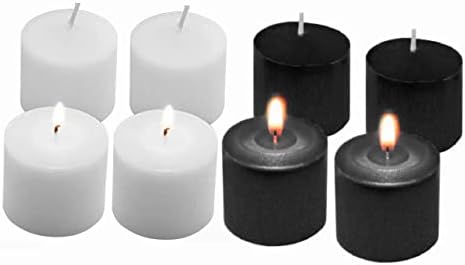 D'light Online Unscented Votive Candles - for Birthdays, Baby Shower, Home Decoration and Weddings (Black and White, 10 Hour - Set of 12) by DlightOnline