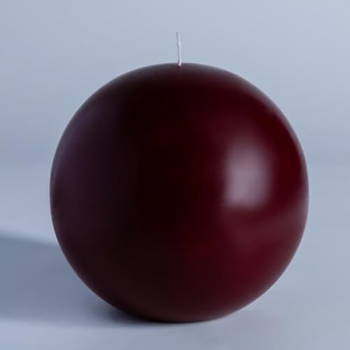 MOZEAL Hand-Poured, 6 Inch Burgundy Large Round Ball Candles - Elegant Burgundy Round Pillar Candles, Dripless, Unscented, Smokeless, Ideal for Intimate Gatherings. by MOZEAL