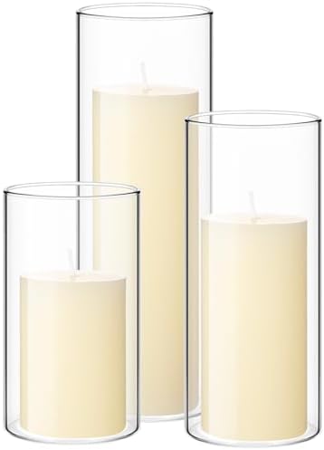 Shihanee 3 Pillar Candle and Holder, S, Ivory White by Shihanee