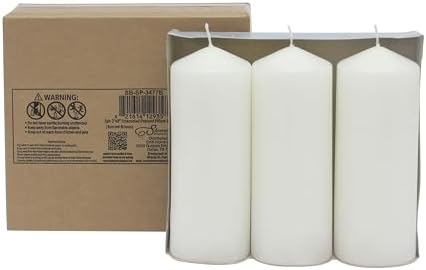 Stonebriar 3 Pack Tall 3 x 8 Inch 80 Hour Long Burning Unscented White Wax Pillar Candles - Image 4