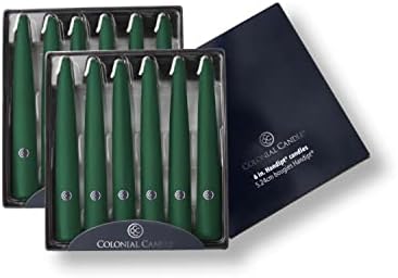 Colonial Candle Unscented Taper Candle, Handipt Collection, Evergreen, 6 in, Pack of 12 - Up to 4 Hours Burn by ColonialCandle