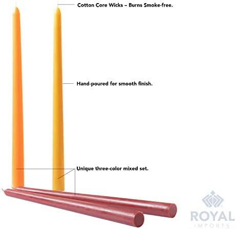 Royal Imports Unscented Taper Candles 12" Red/Orange/Yellow 9-Hr Set of 12 - Image 4