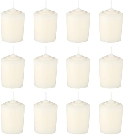 Mega Candles 12 pcs Unscented Off White Votive Candles, Hand Poured Wax Candle 15 Hour 1.5 Inch x 2.25 Inch, Home Décor, Wedding Receptions, Centerpieces, Occasions, Events, Festivities, Meditations by MEGA+CANDLES