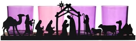 Advent Votive Candle Holder Set, Includes 1 Candle Tray & 4 Candle Holders Christmas Advent Table Centerpiece Decorations Indoor by Unknown