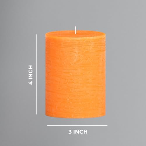 CANDWAX 3x4 inch Pillar Candles Set of 3 – Unscented Dripless Rustic Orange Candles for Fall Events, Halloween Decor, Thanksgiving Centerpieces, Wedding Décor - Image 3