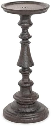 Sungmor Rustic Cast Iron Pillar Candle Holder, 9.6 Inches Tall by Sungmor