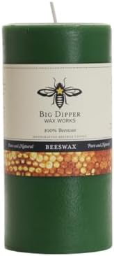 Big Dipper Wax Works 100% Beeswax Pillar Candle, 3 x 6 in, Moss Green by BigDipperWaxWorks