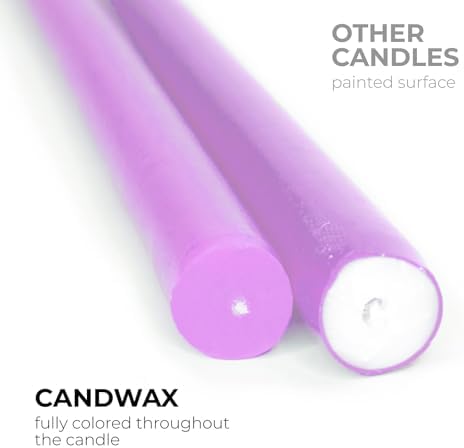 CANDWAX 8 inch Taper Lilac Candles Set of 12 - Unscented Smokeless Dripless Tall Candlesticks - Perfect for Special Occasions, Ordinary Dinners, for Mother's Day - Lavender Candle Sticks - Image 2