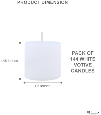 Hosley Set of 144 Unscented White Votive Candles – Bulk Pack, Clean-Burning, Long-Lasting 10-12 Hour Burn Time – Ideal for Weddings, Home Décor, Spa, and Events - Image 4