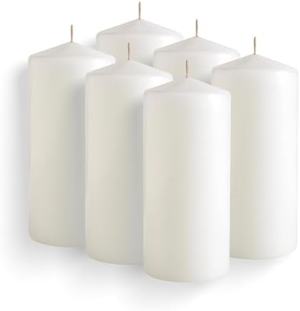 Simply Soson White Pillar Candles 3x6 Set of 6, Unscented Bulk Pack by SimplySoson