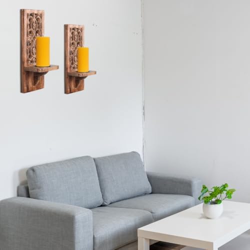 Rustic Wall Candle Sconces Pack of 2, 16 Inch – Natural - Image 4