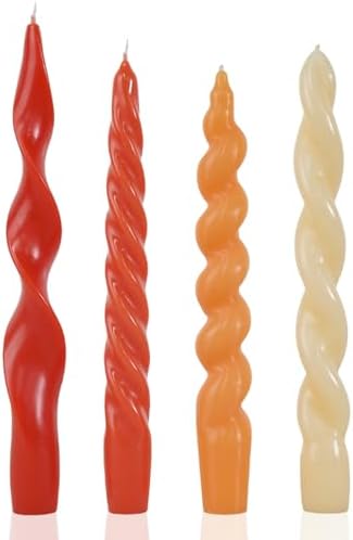 Orange Spiral Taper Candles Short Candle Sticks Unscented Smokeless Twisted Candlesticks for Christmas Table Decor Holiday Dinner Party-7.5inch-4pack by LPUSA