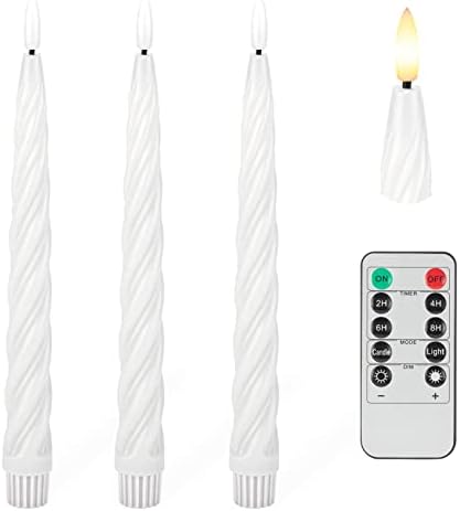 Flameless Taper Candles with 3D Wick, Wax LED Candles with Remote & Timer by AFINETH