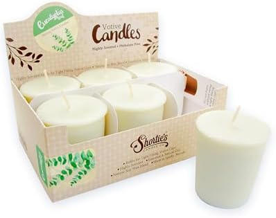 Eucalyptus Leaf Soy Votive Candles - Scented with Essential & Natural Oils - 6 Green Natural Votive Candle Refills - Fresh & Clean Collection by ShortiesCandleCompany