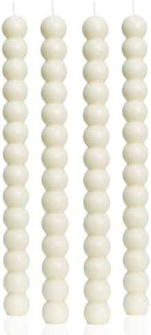 MAITREYA Ivory Tall Taper Candle Stick Candles Spiral Taper Candles-Set of 4 for Decoration Weddings Party Church-Unscented Dripless Candles,10inch(D-Ivory-new) by MAITREYA