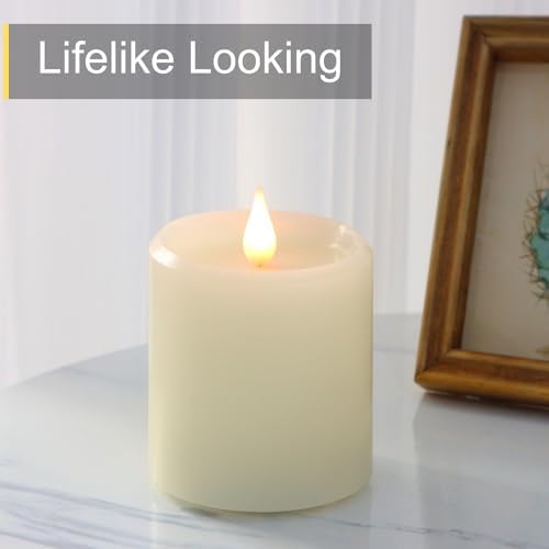 Flameless Candles with Timer, Flickering LED Candles Battery Operated with Remote, 3D Moving Flame, Real Wax 3" x 3" Electric Fake Candle for Home Party Decorations, 3 Pack - Image 4